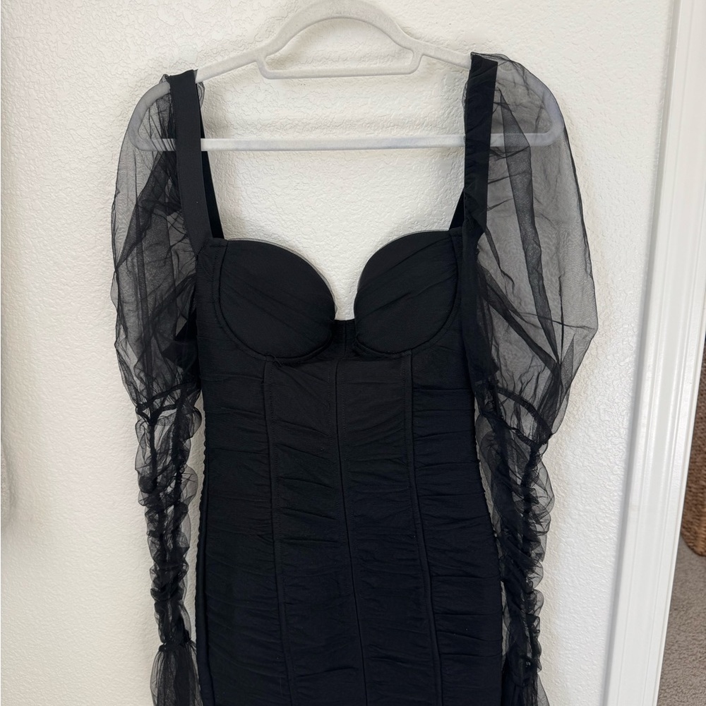 Fashion Nova Black Dress with Sheer Detail